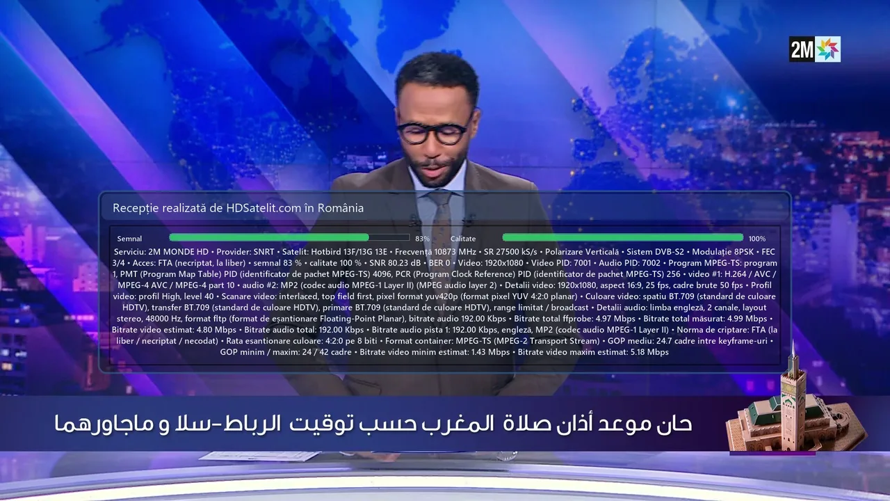 2M MONDE HD, canal generalist marocan, apărut la liber pe Hotbird 13F/13G