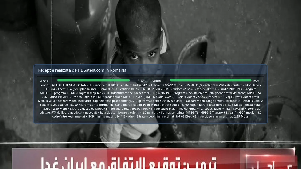 AL HADATH NEWS CHANNEL, semnal la liber prin Turksat 42E în România