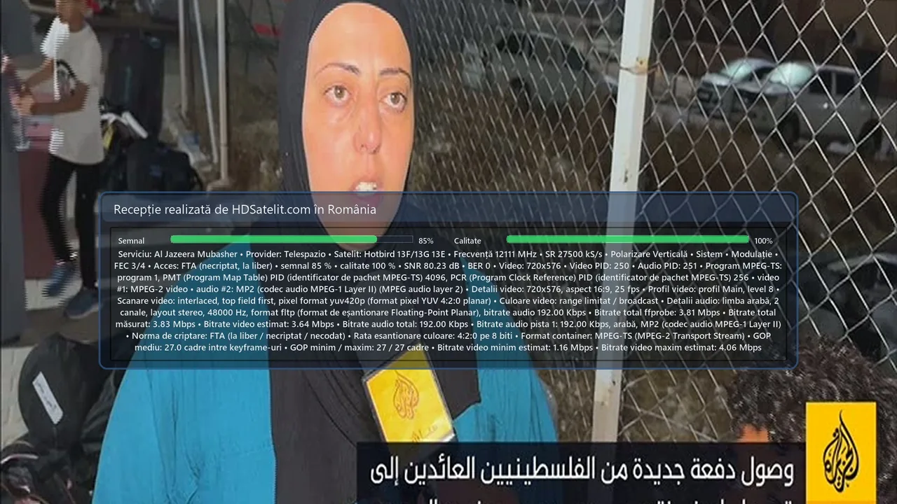 Ce am prins în România: Al Jazeera Mubasher pe Hotbird 13F/13G