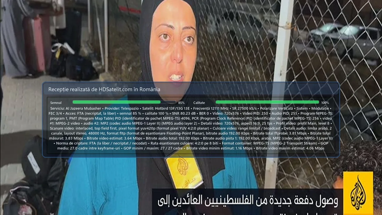 Ce am prins în România: Al Jazeera Mubasher pe Hotbird 13F/13G