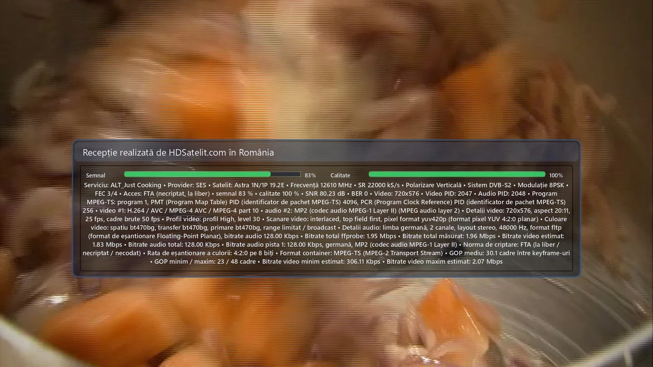 ALT_Just Cooking, canalul german de gătit găsit la liber pe Astra 1N/1P
