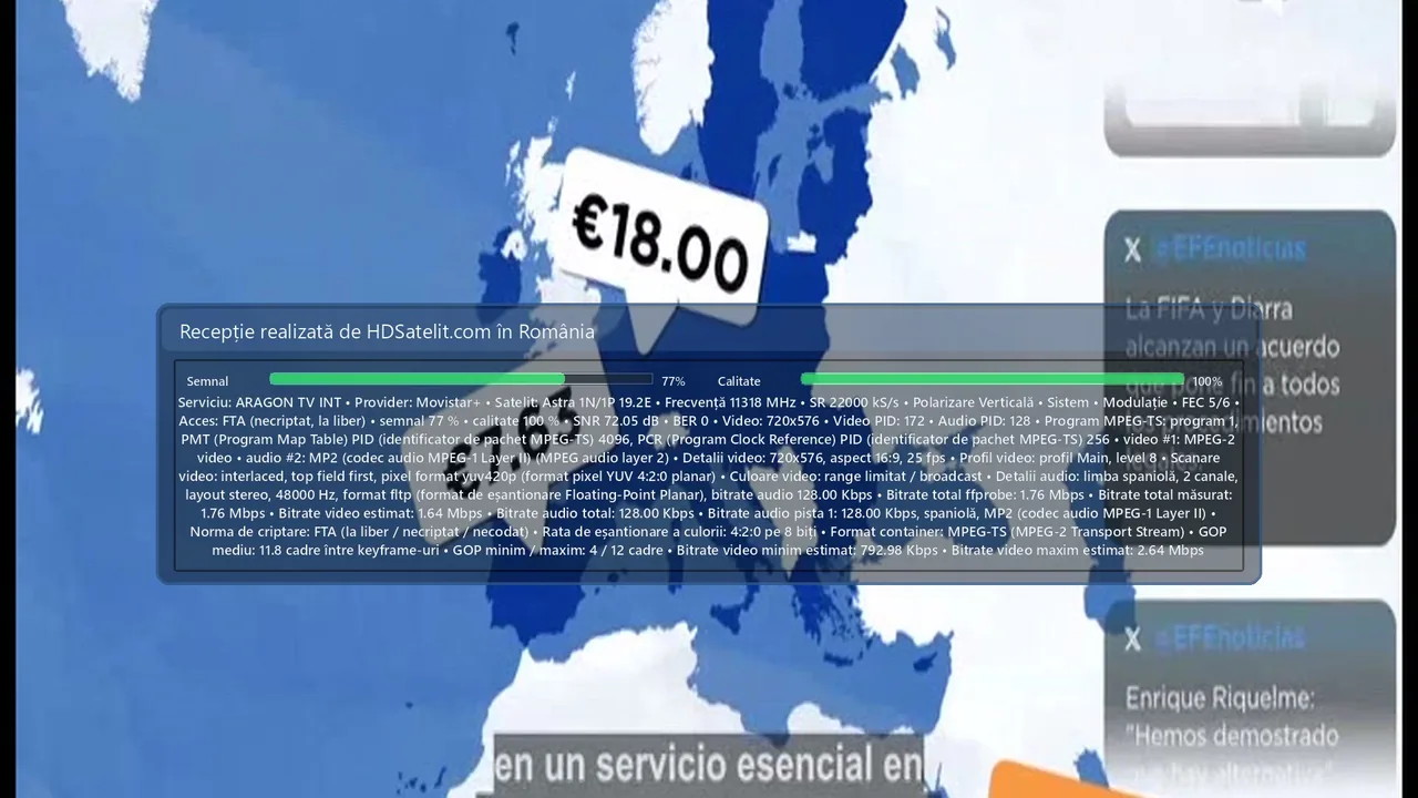 ARAGON TV INT, semnalul regional din Aragón prins la liber în România pe Astra 19,2°E