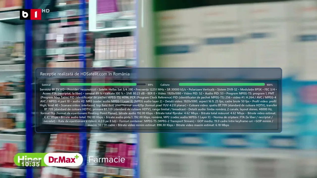 B1 TV HD pe Hellas Sat 3: ce arată recepția verificată din România