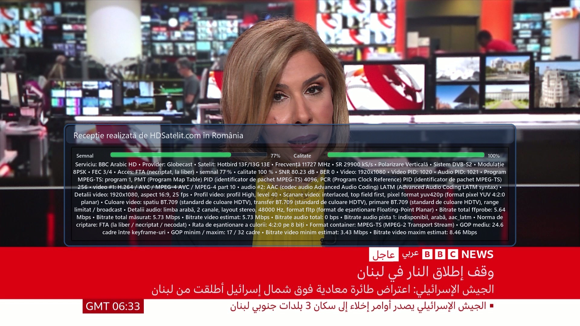 BBC Arabic HD, prins la liber pe Hot Bird 13F/13G în testul făcut în România