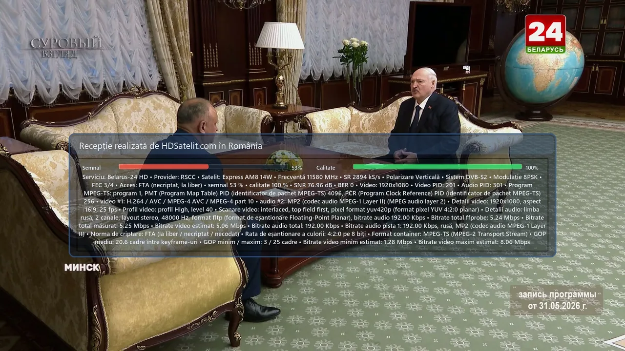 Belarus 24 HD, găsit la liber în România pe Express AM8
