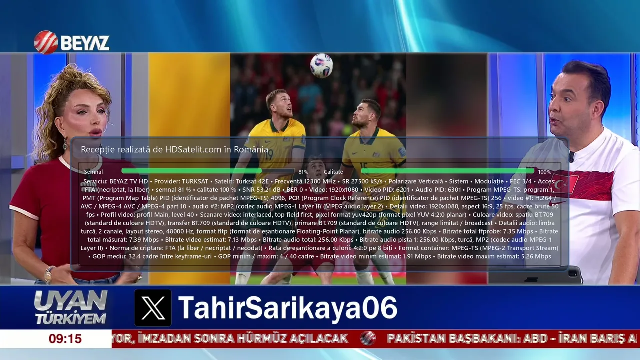BEYAZ TV HD, postul turcesc generalist recepționat la liber prin Turksat 42E în România