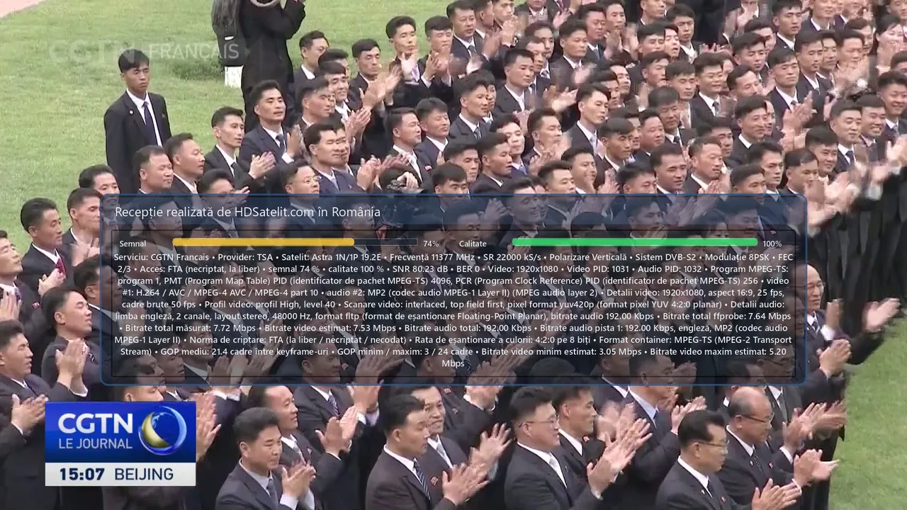 CGTN Français la liber prin Astra 1N/1P: ce am găsit în recepția din România