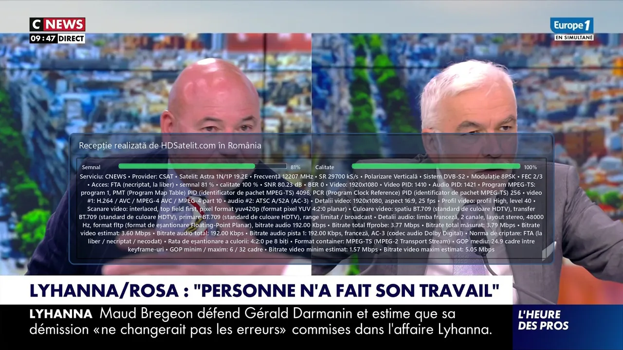 CNEWS prin Astra 1N/1P: ce am recepționat la liber în România