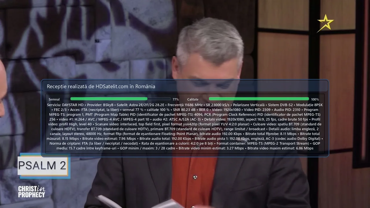 DAYSTAR HD în România: semnal la liber prin Astra 2E/2F/2G