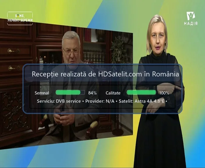 DVB service poate fi recepționat gratuit prin satelit în România, la Astra 4A 4.8°E