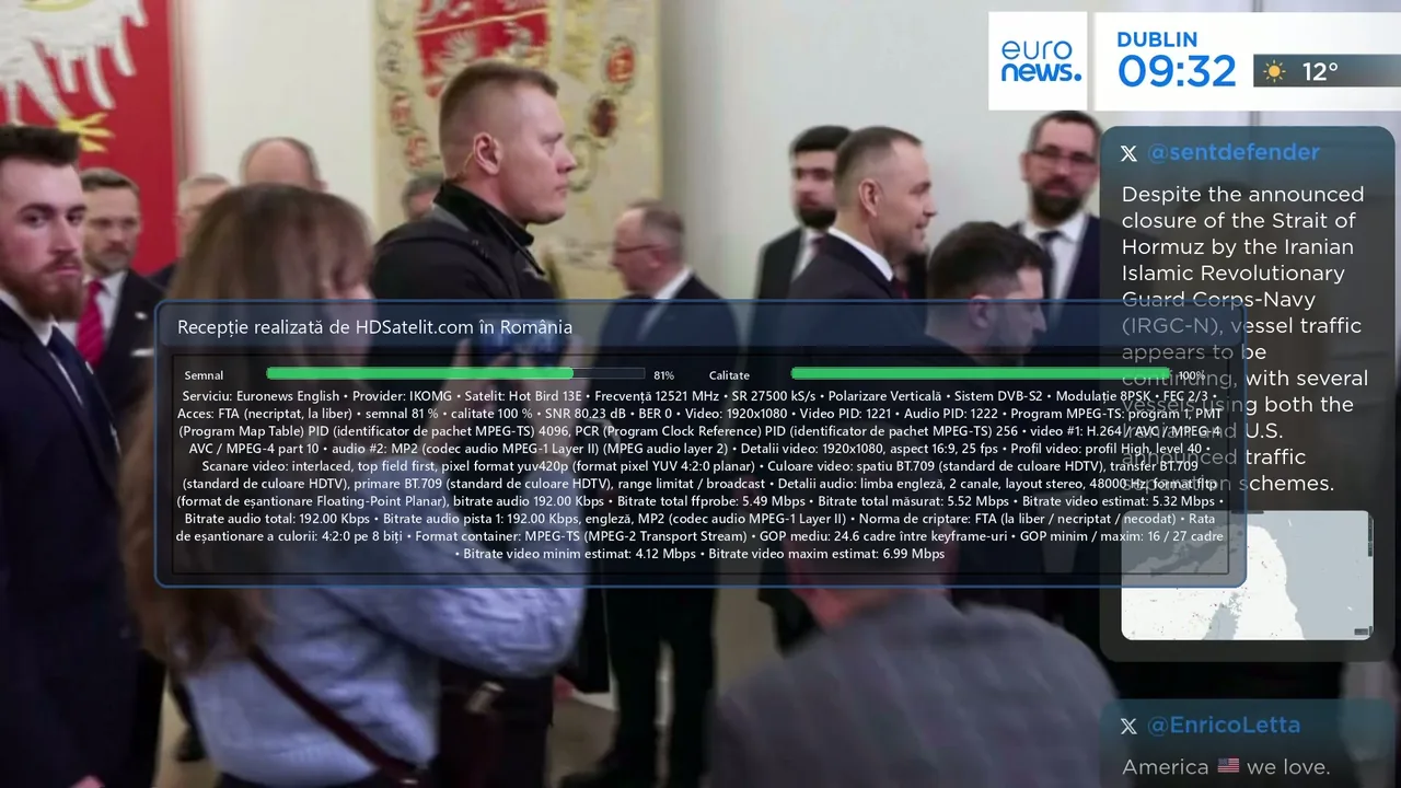 Euronews English la liber prin Hot Bird 13E, cu recepție confirmată în România