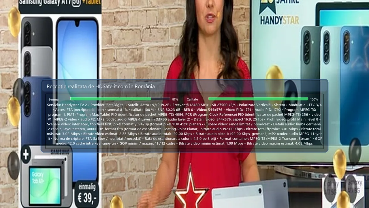 Handystar TV 2, canalul german de teleshopping, ajunge la liber în România prin Astra 19,2°E