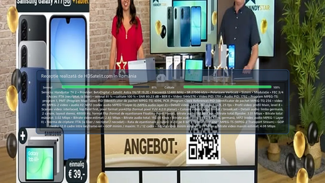 Handystar TV 2, canalul german de teleshopping, ajunge la liber în România prin Astra 19,2°E