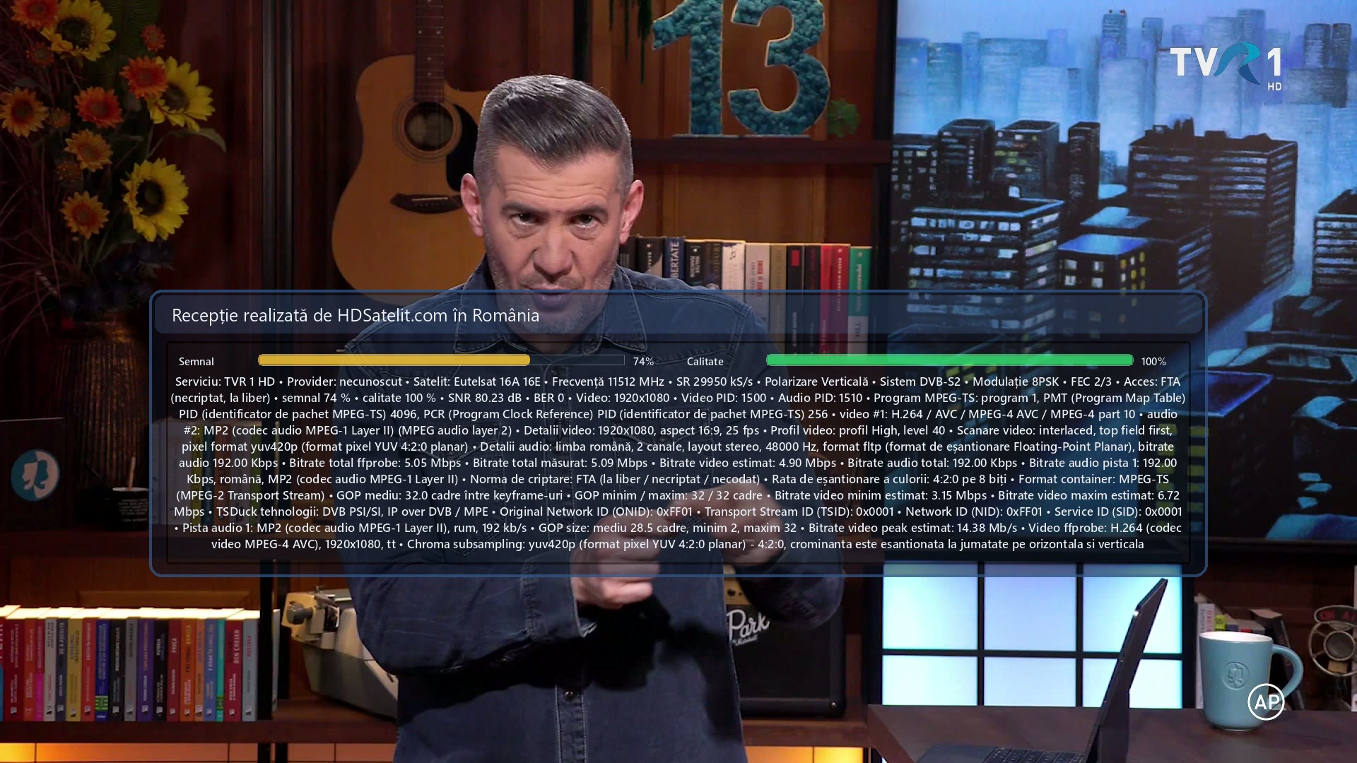 Képernyőkép a HD Satelit vevőről: TVR 1 HD (1)